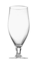 One empty beer glass isolated on white