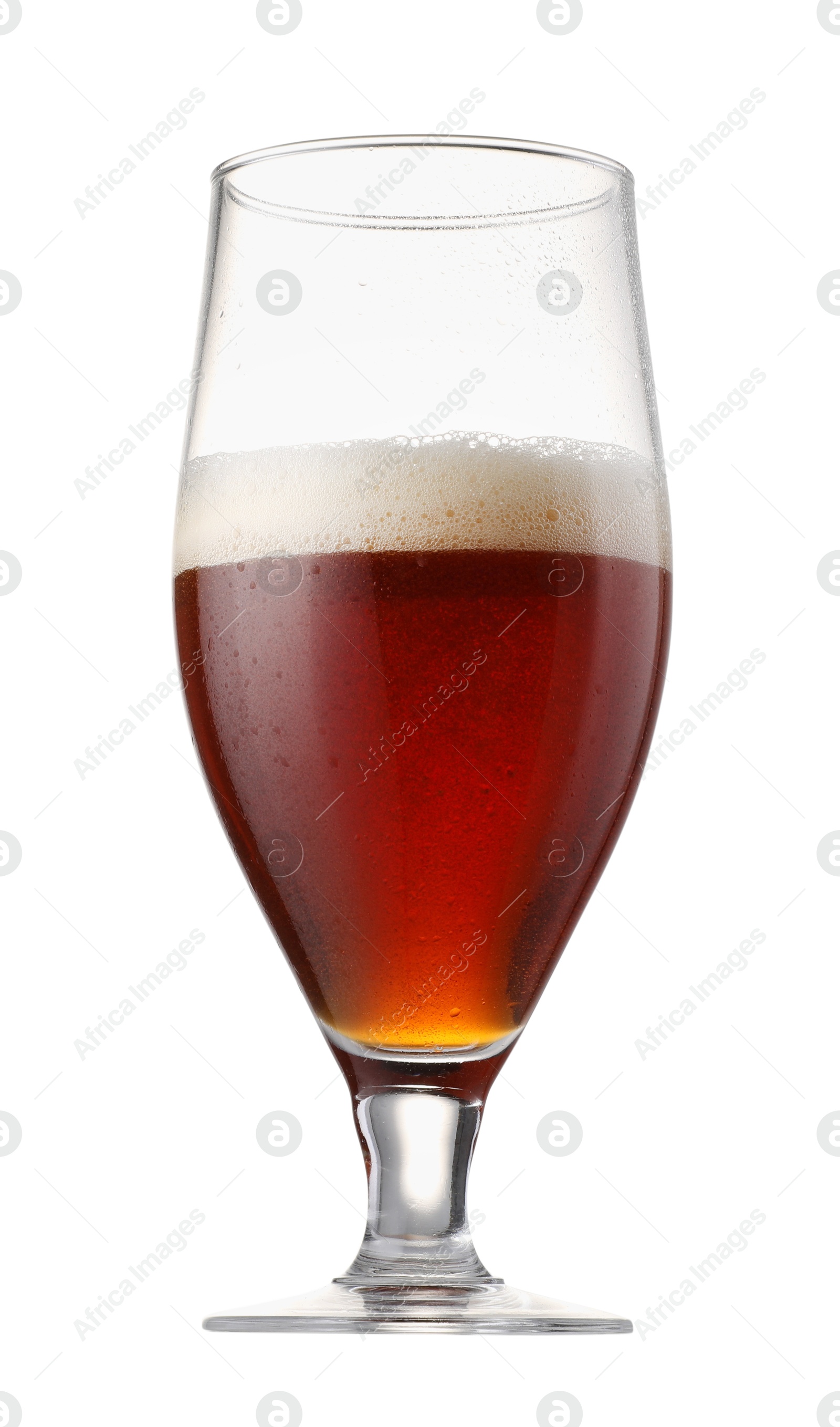 Photo of Half full glass of beer isolated on white