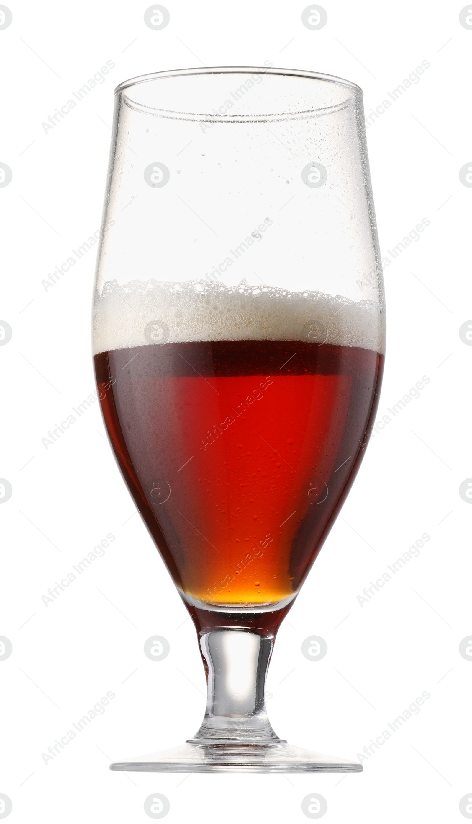 Photo of Half full glass of beer isolated on white