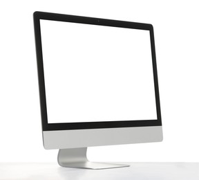 Photo of Computer monitor isolated on white. Modern technology