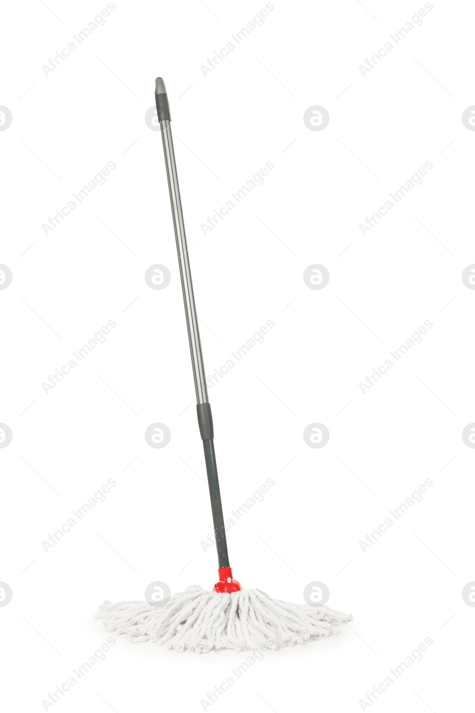 Photo of String mop isolated on white. Cleaning equipment