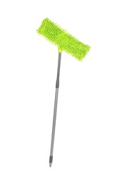 Photo of Microfiber mop isolated on white. Cleaning equipment