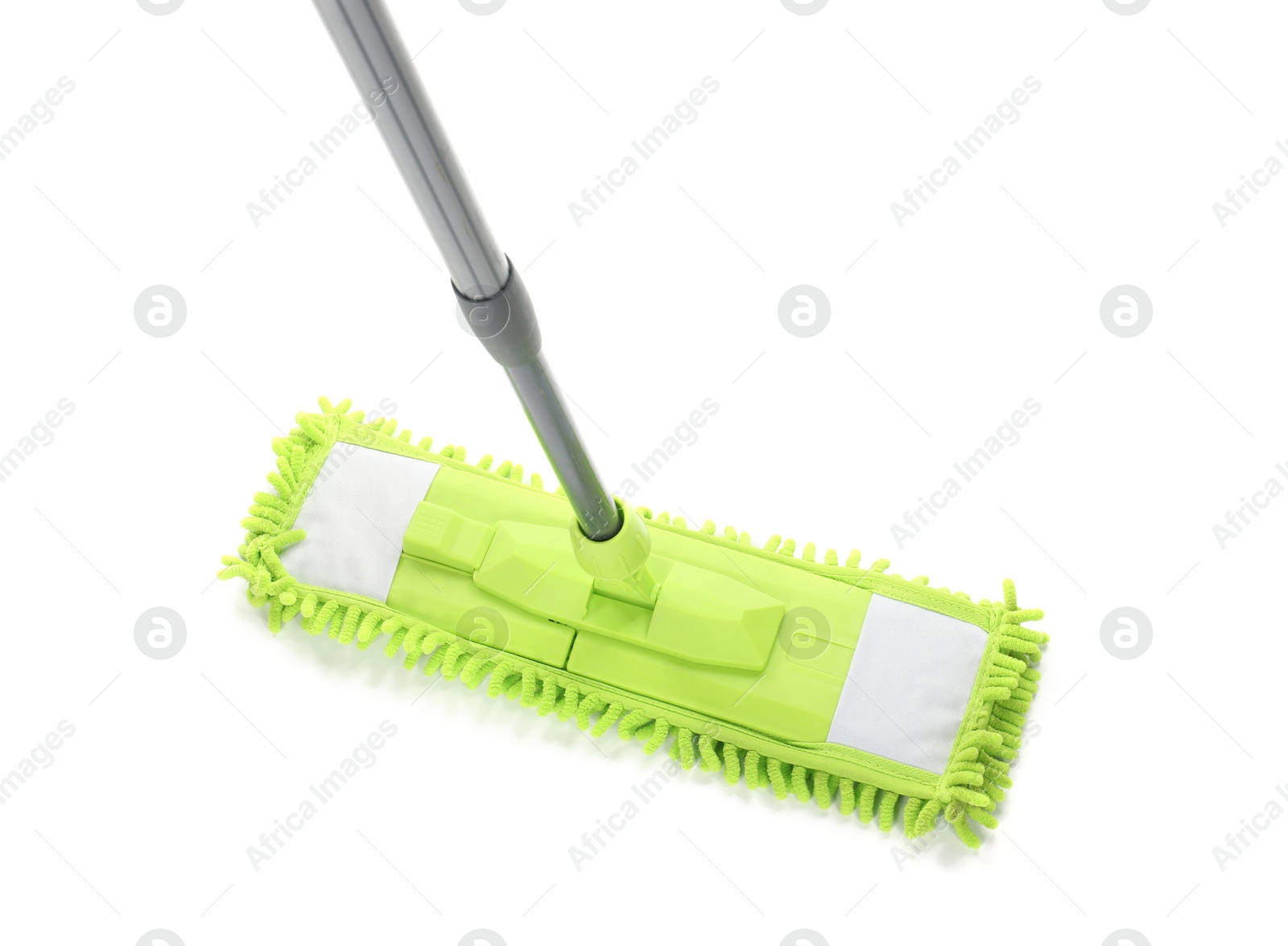 Photo of Microfiber mop isolated on white. Cleaning equipment