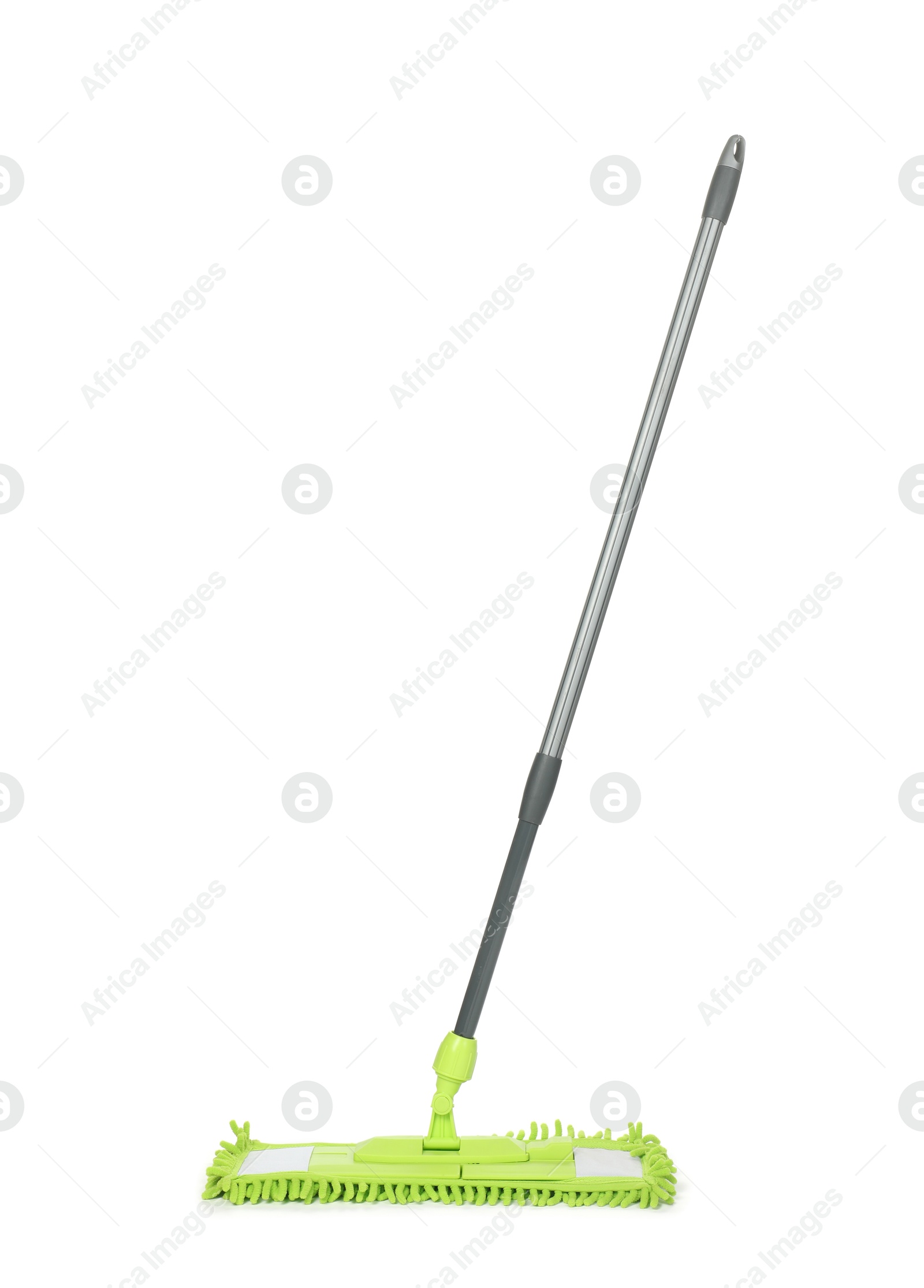 Photo of Microfiber mop isolated on white. Cleaning equipment