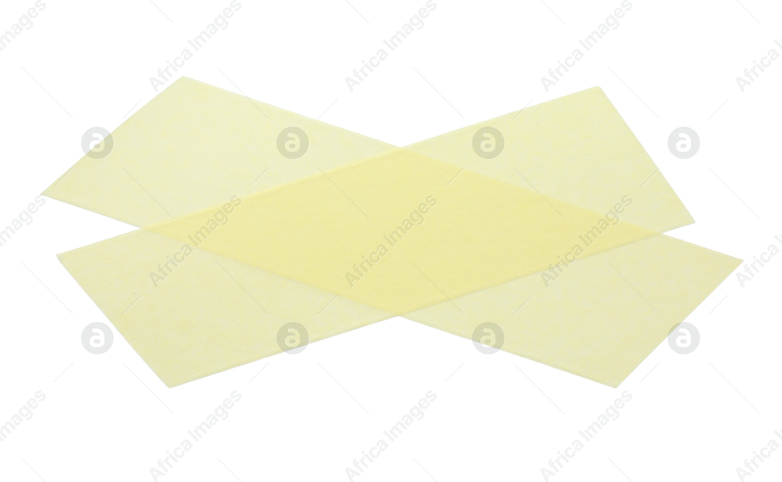 Photo of Cross made with masking tape isolated on white, top view