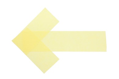 Photo of Arrow made with masking tape isolated on white, top view