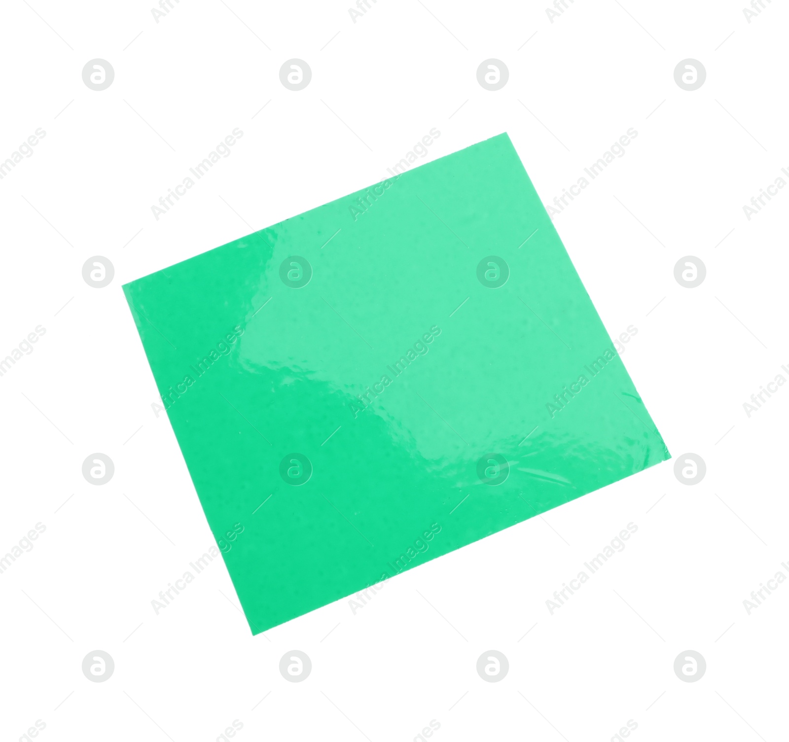 Photo of Strip of green adhesive tape isolated on white, top view