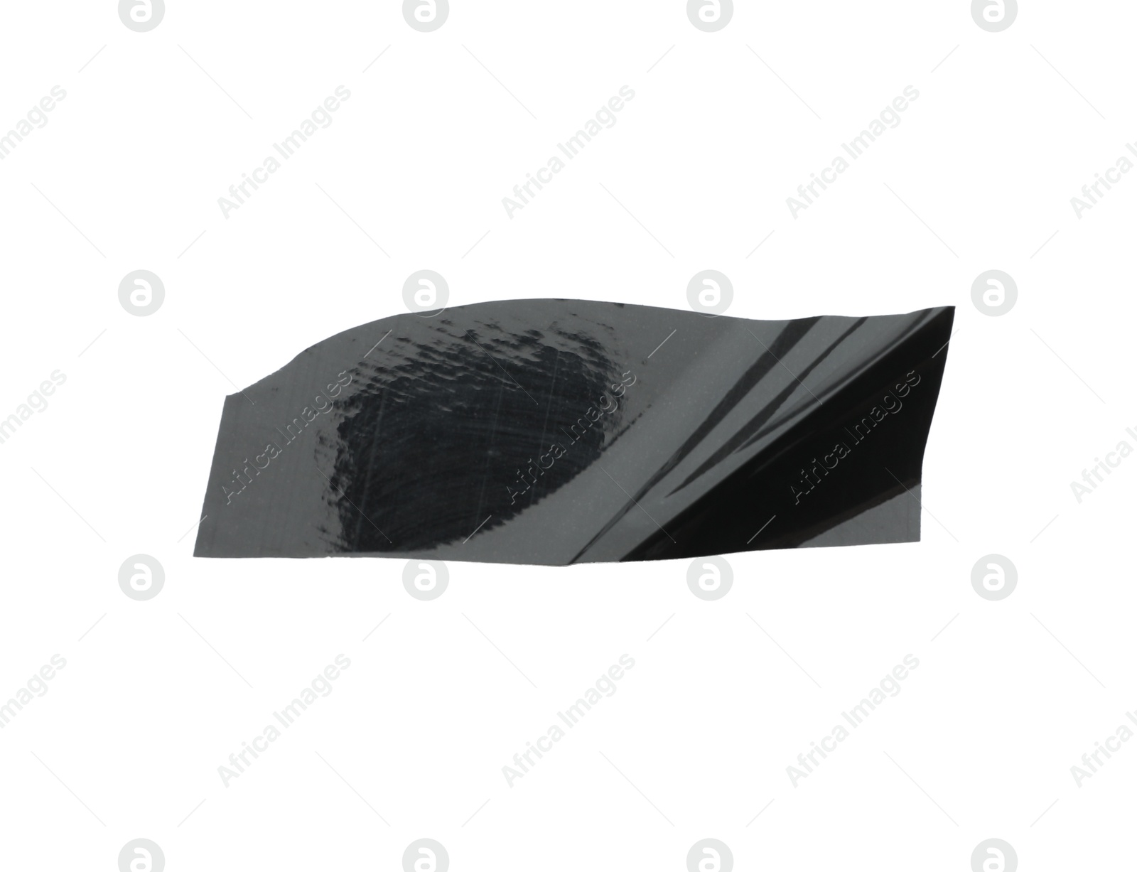 Photo of Strip of black adhesive tape isolated on white, top view