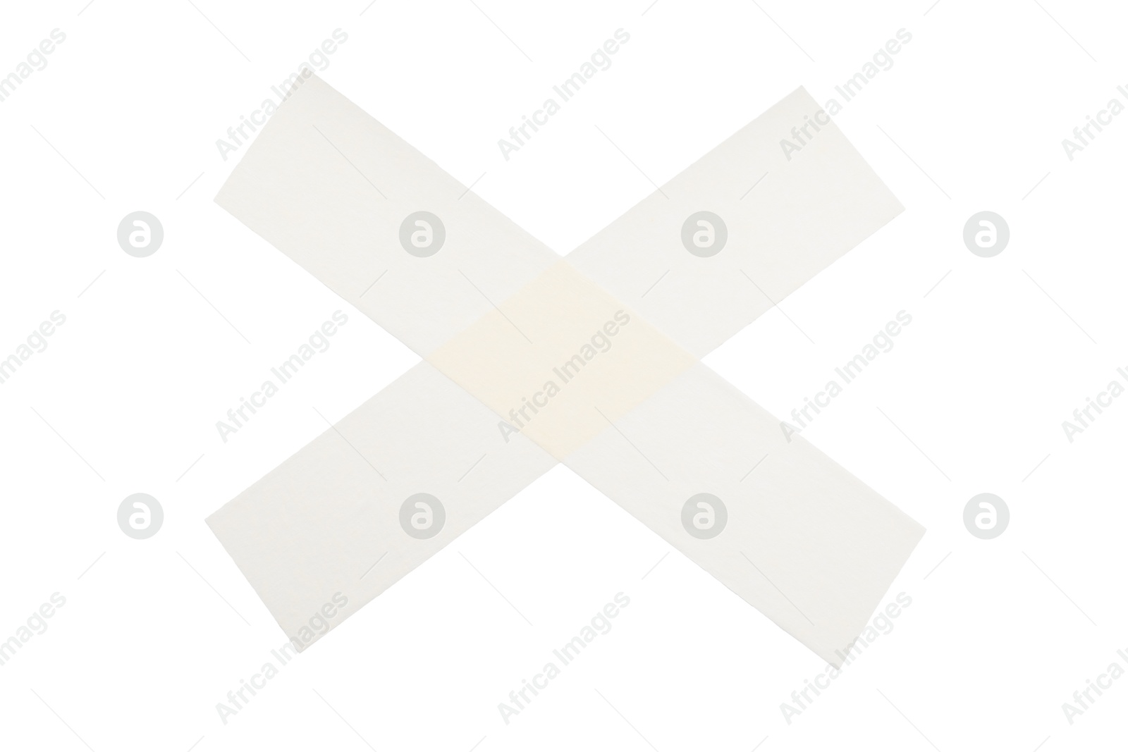 Photo of Cross made with masking tape isolated on white, top view