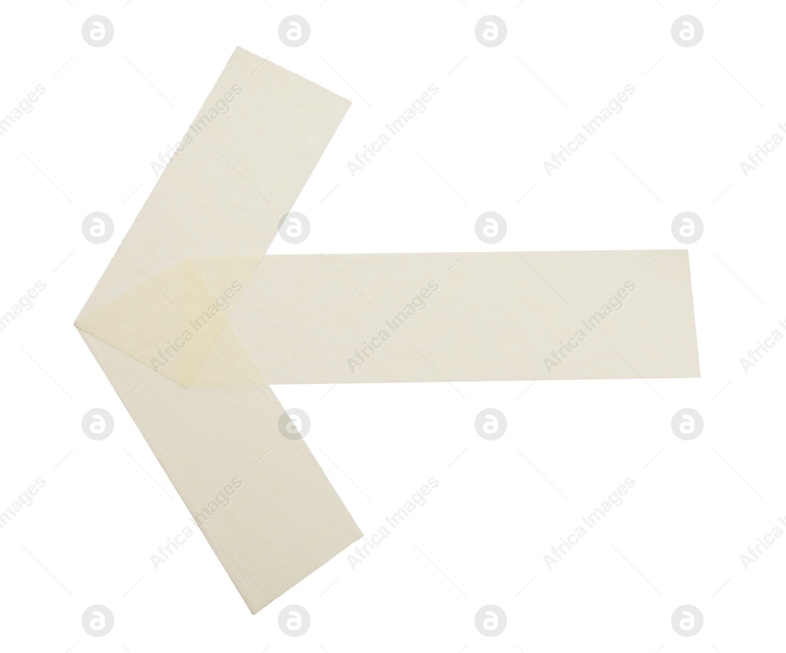 Photo of Arrow made with masking tape isolated on white, top view