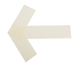 Photo of Arrow made with masking tape isolated on white, top view