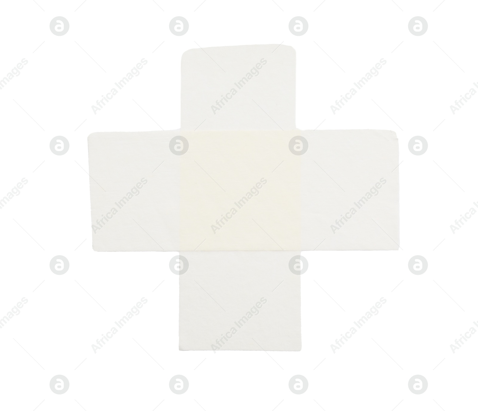 Photo of Cross made with masking tape isolated on white, top view