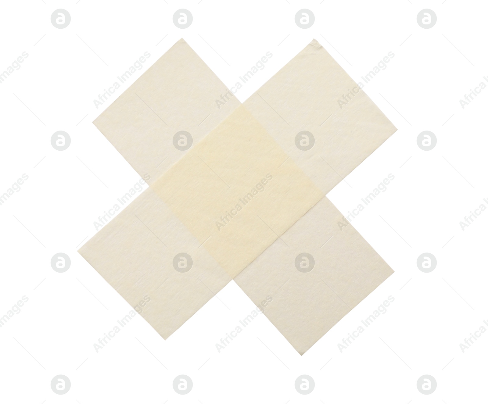 Photo of Cross made with masking tape isolated on white, top view