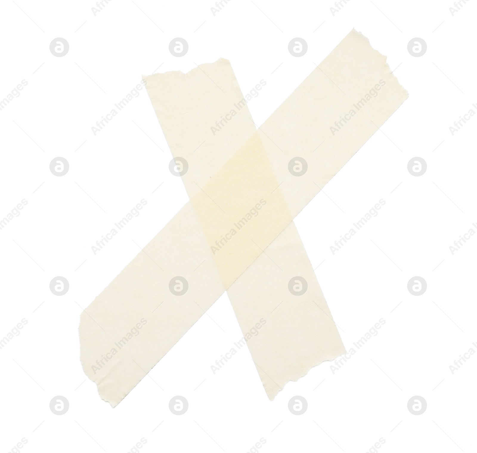 Photo of Cross made with masking tape isolated on white, top view