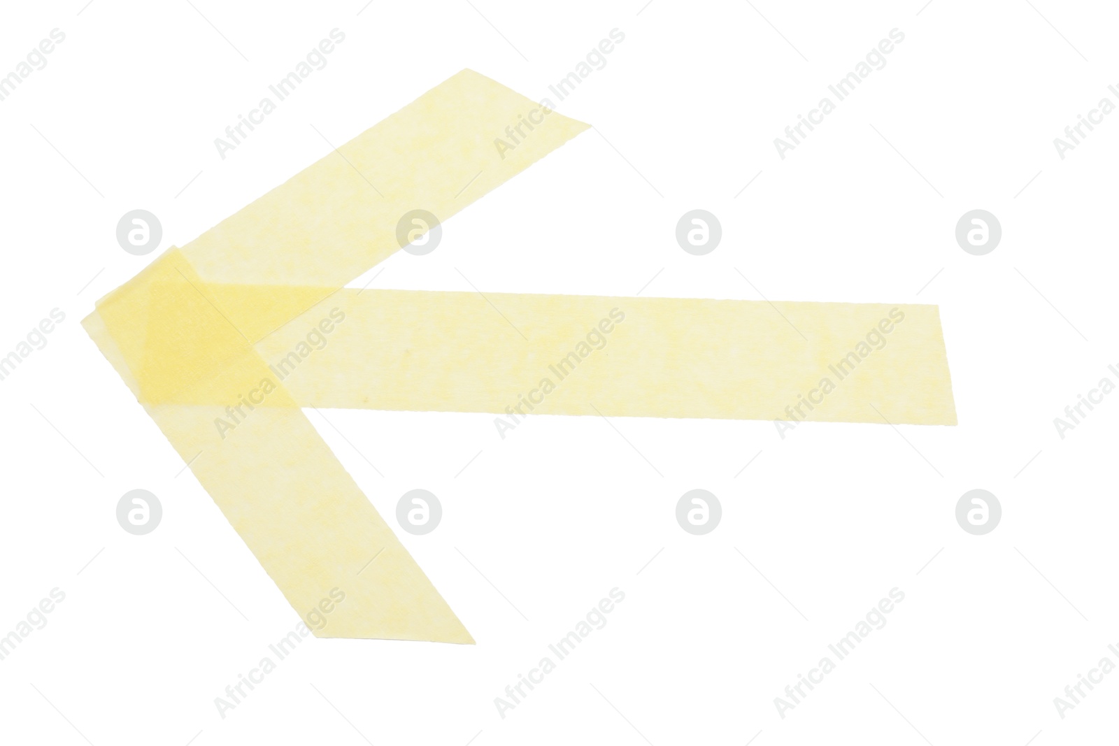 Photo of Arrow made with masking tape isolated on white, top view