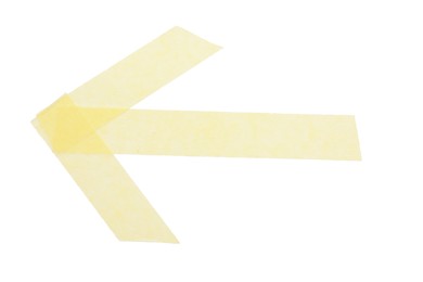 Photo of Arrow made with masking tape isolated on white, top view