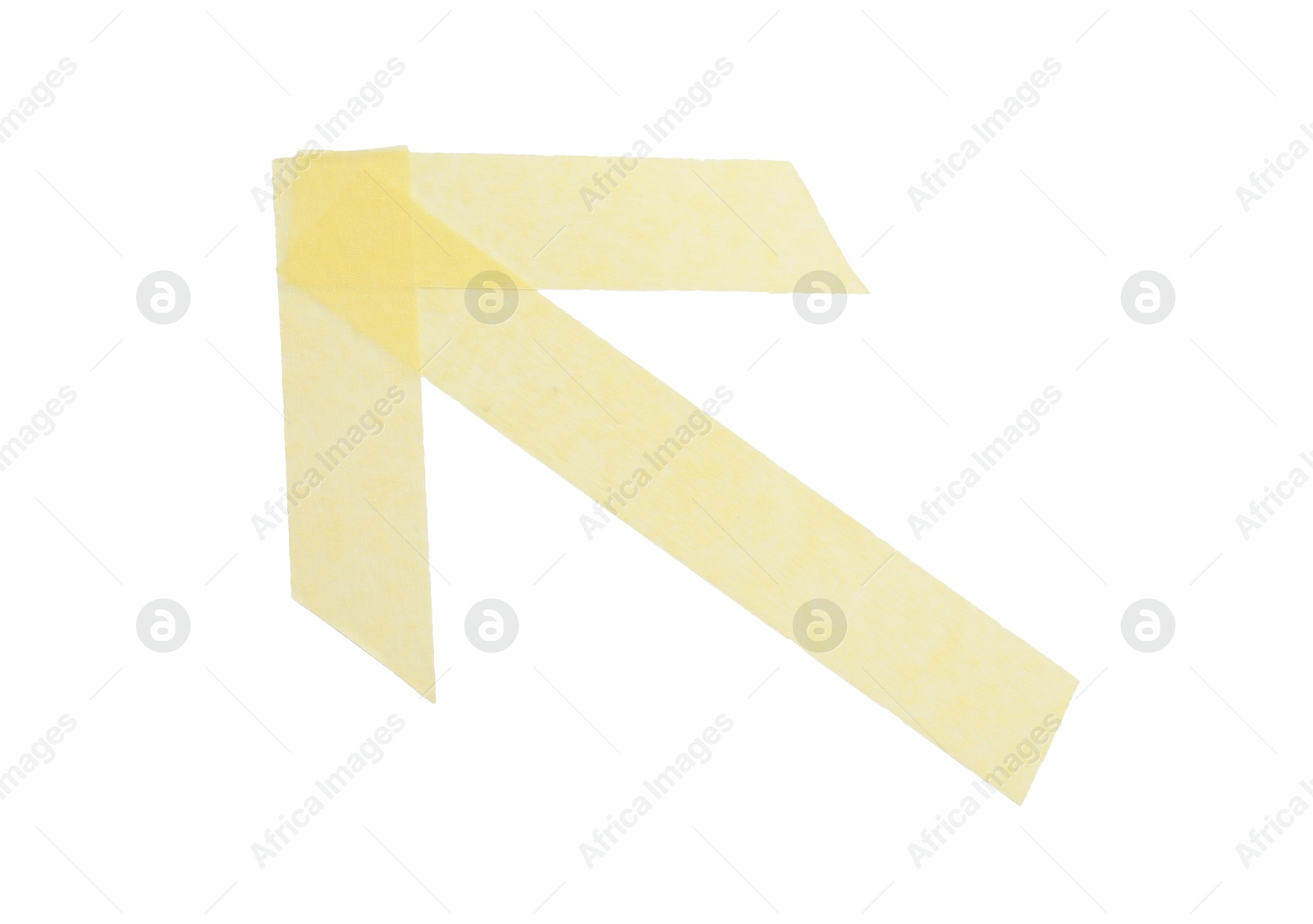 Photo of Arrow made with masking tape isolated on white, top view