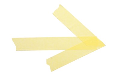 Photo of Arrow made with masking tape isolated on white, top view