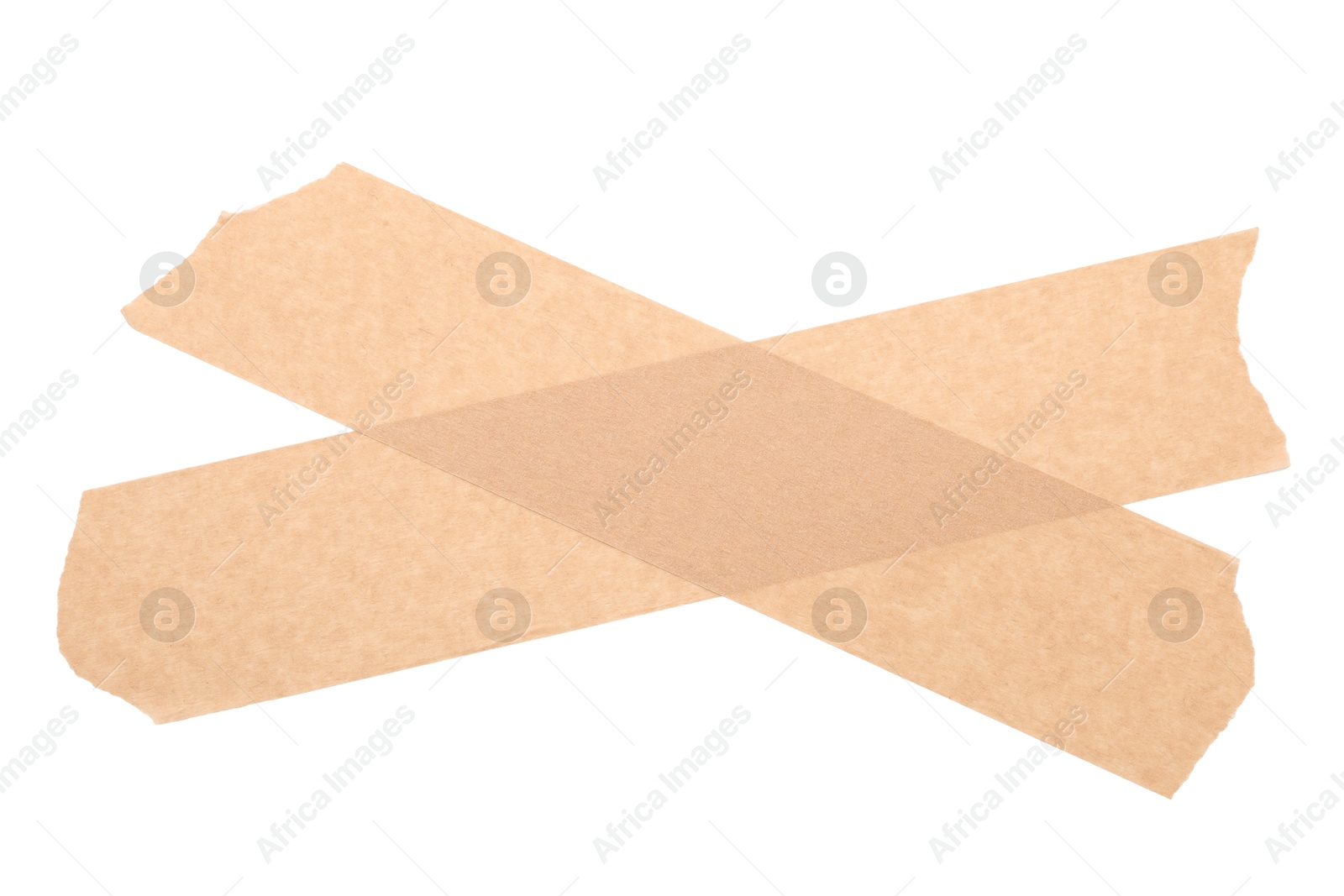 Photo of Cross made with masking tape isolated on white, top view