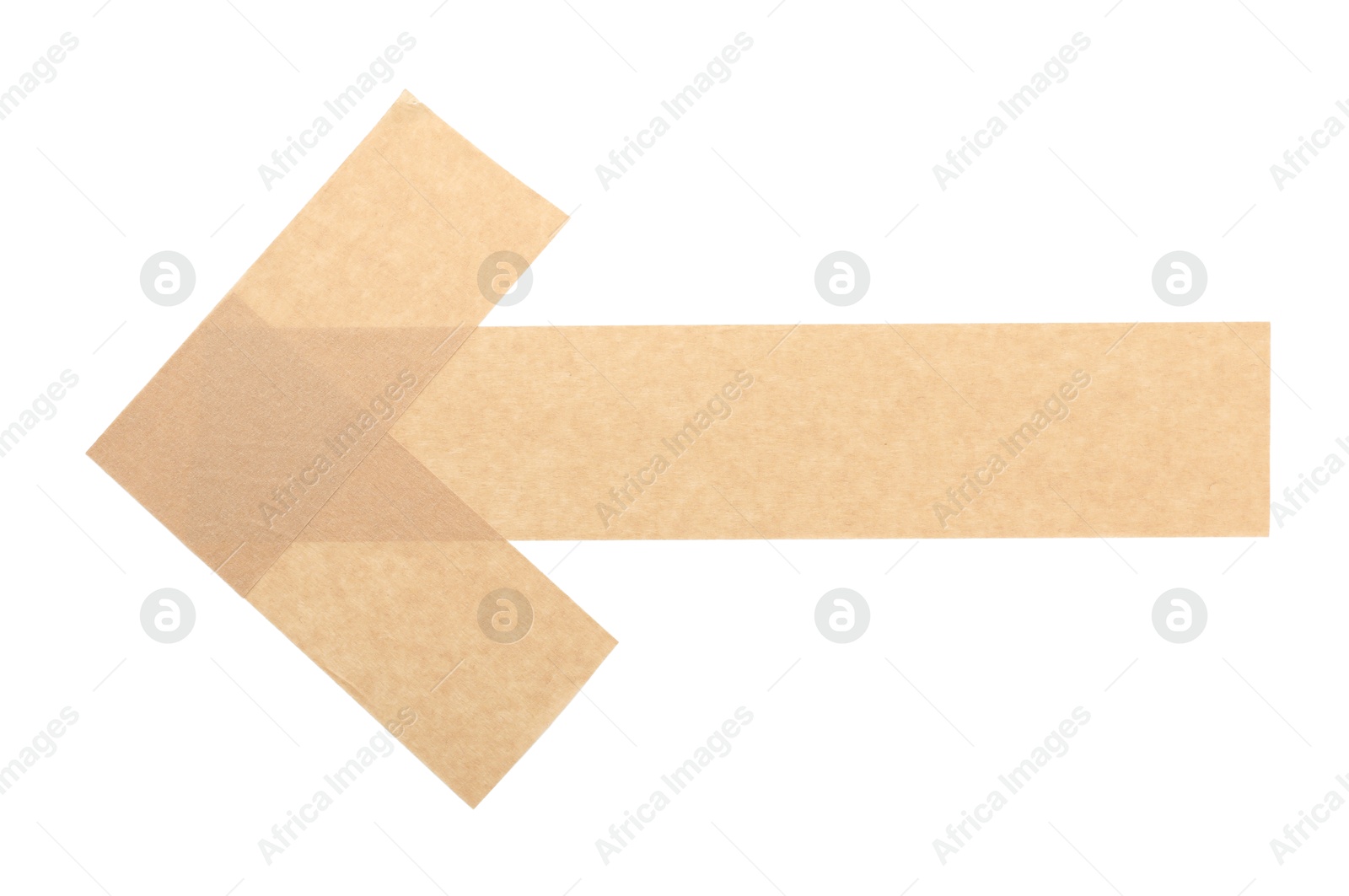 Photo of Arrow made with masking tape isolated on white, top view