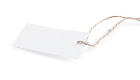 Photo of Blank tag with string isolated on white