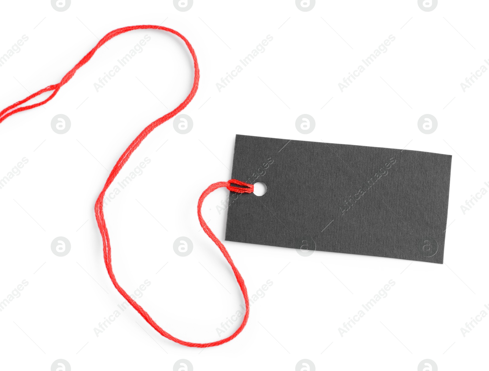 Photo of Blank tag with string isolated on white, top view