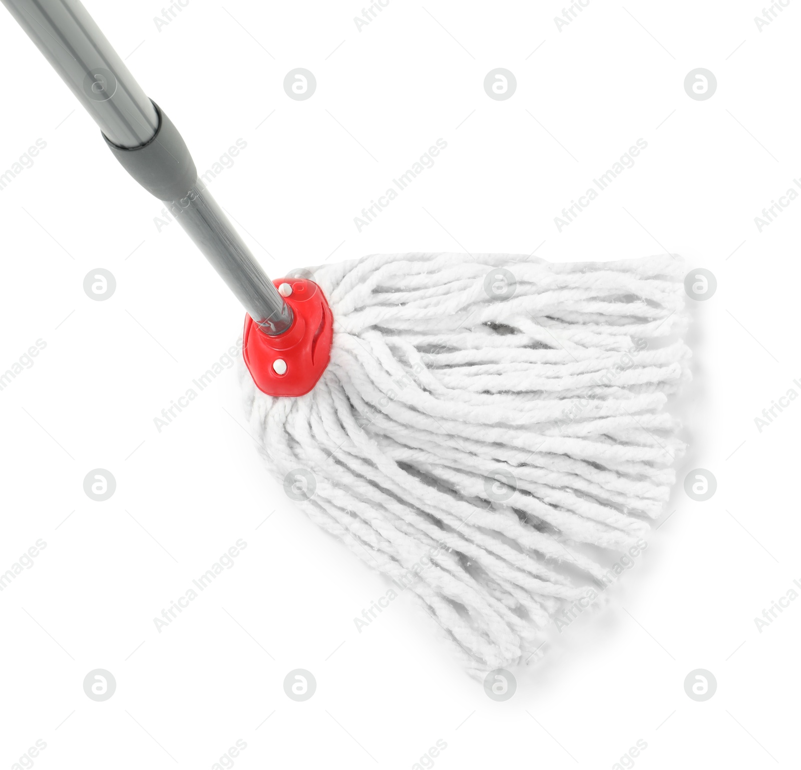 Photo of String mop isolated on white. Cleaning equipment