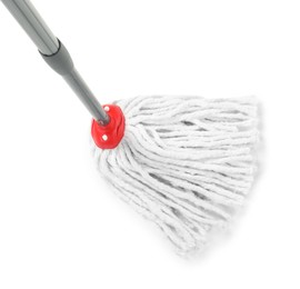 Photo of String mop isolated on white. Cleaning equipment