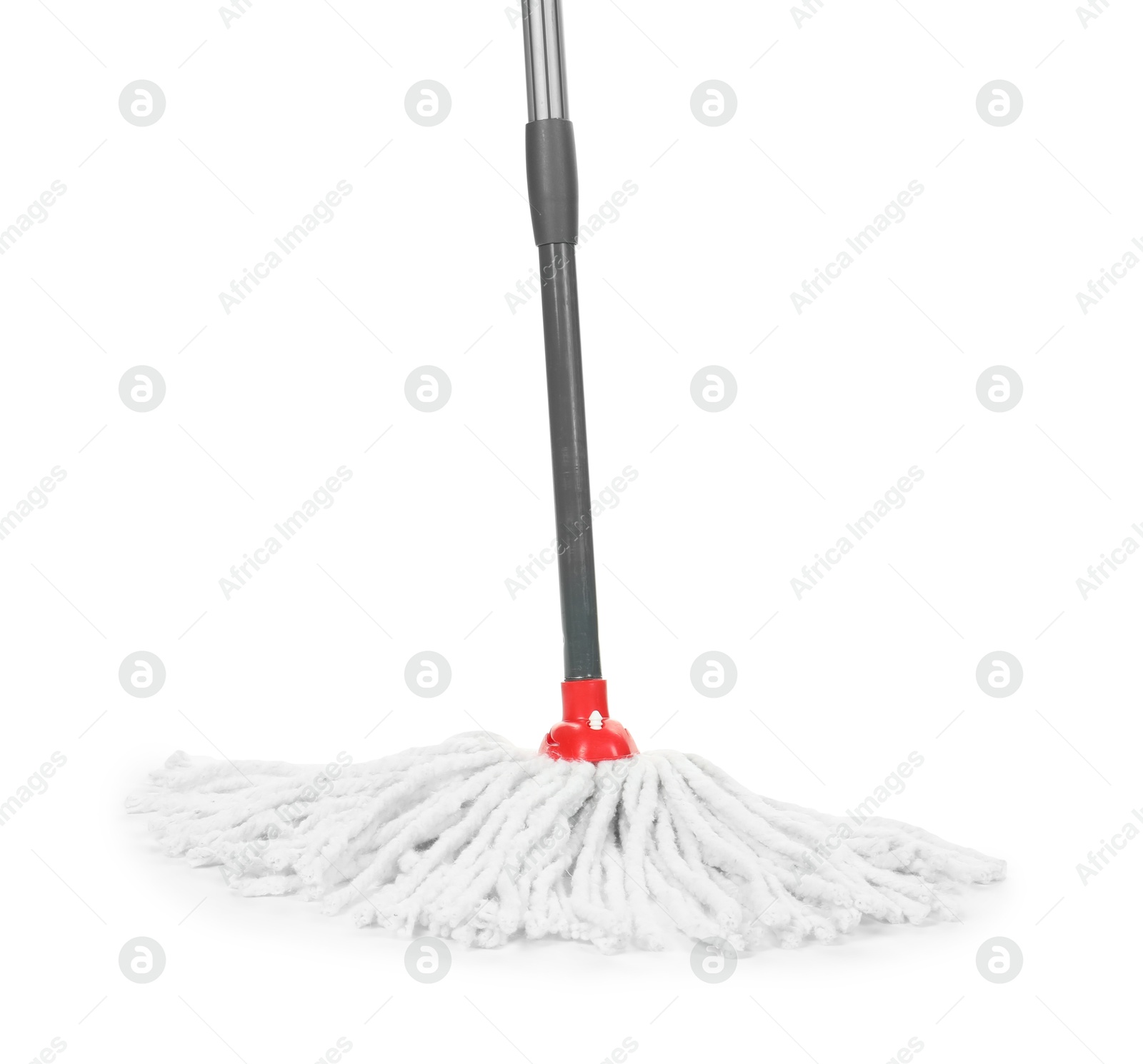 Photo of String mop isolated on white. Cleaning equipment