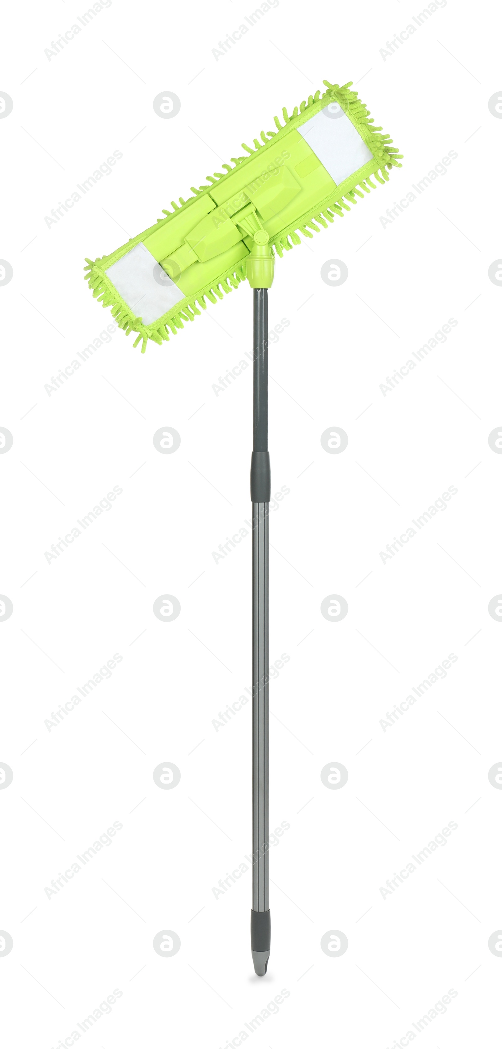 Photo of Microfiber mop isolated on white. Cleaning equipment