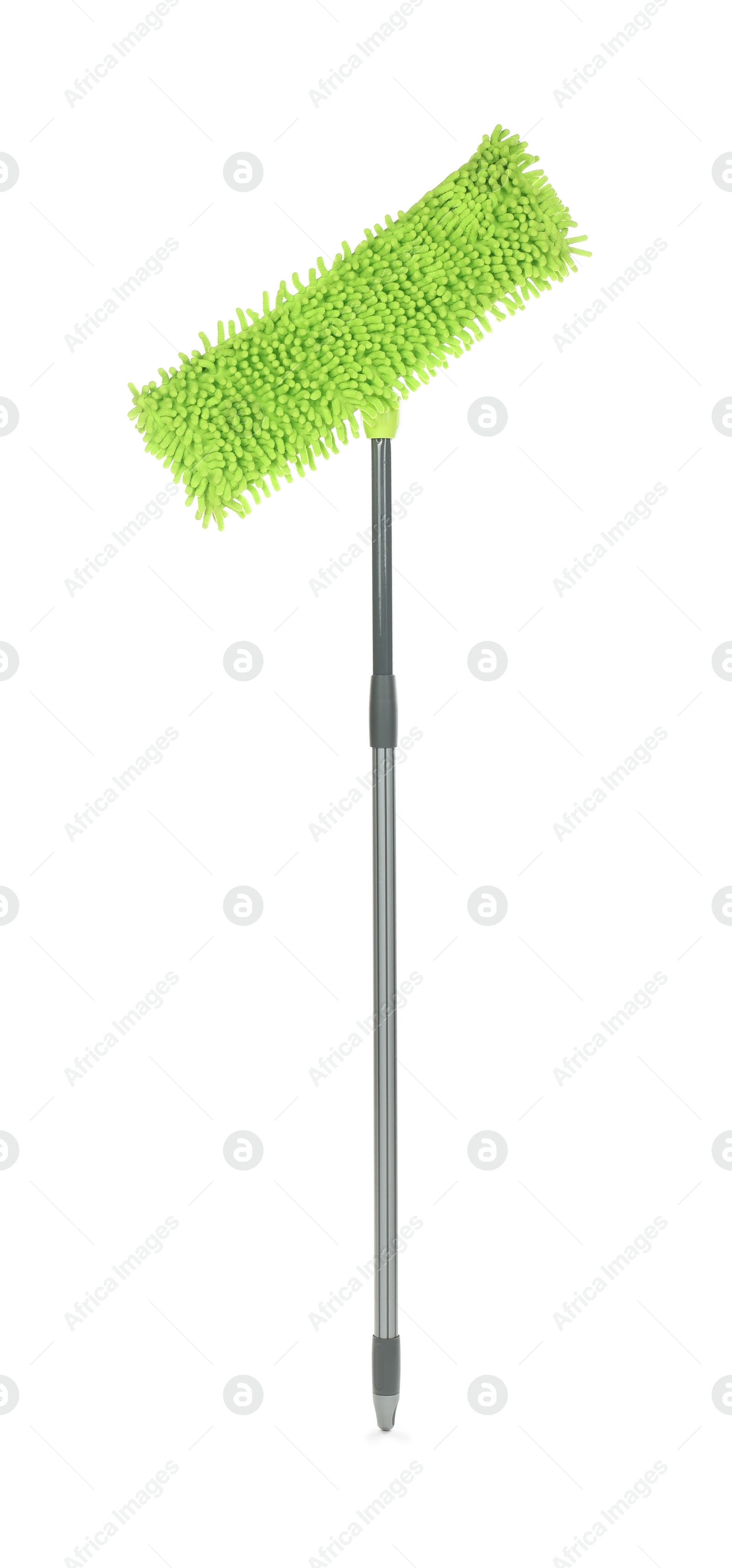 Photo of Microfiber mop isolated on white. Cleaning equipment