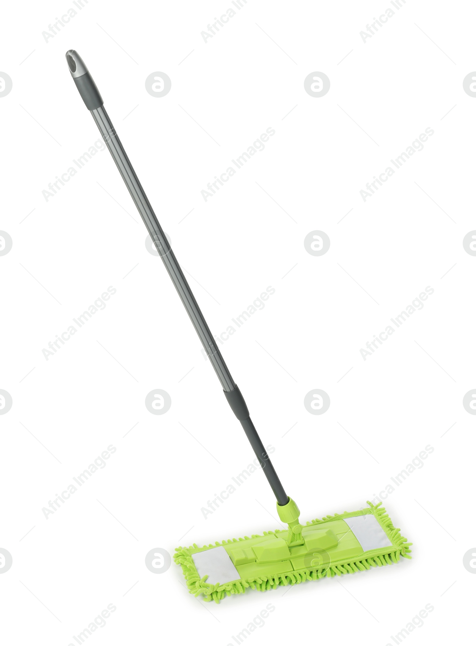 Photo of Microfiber mop isolated on white. Cleaning equipment