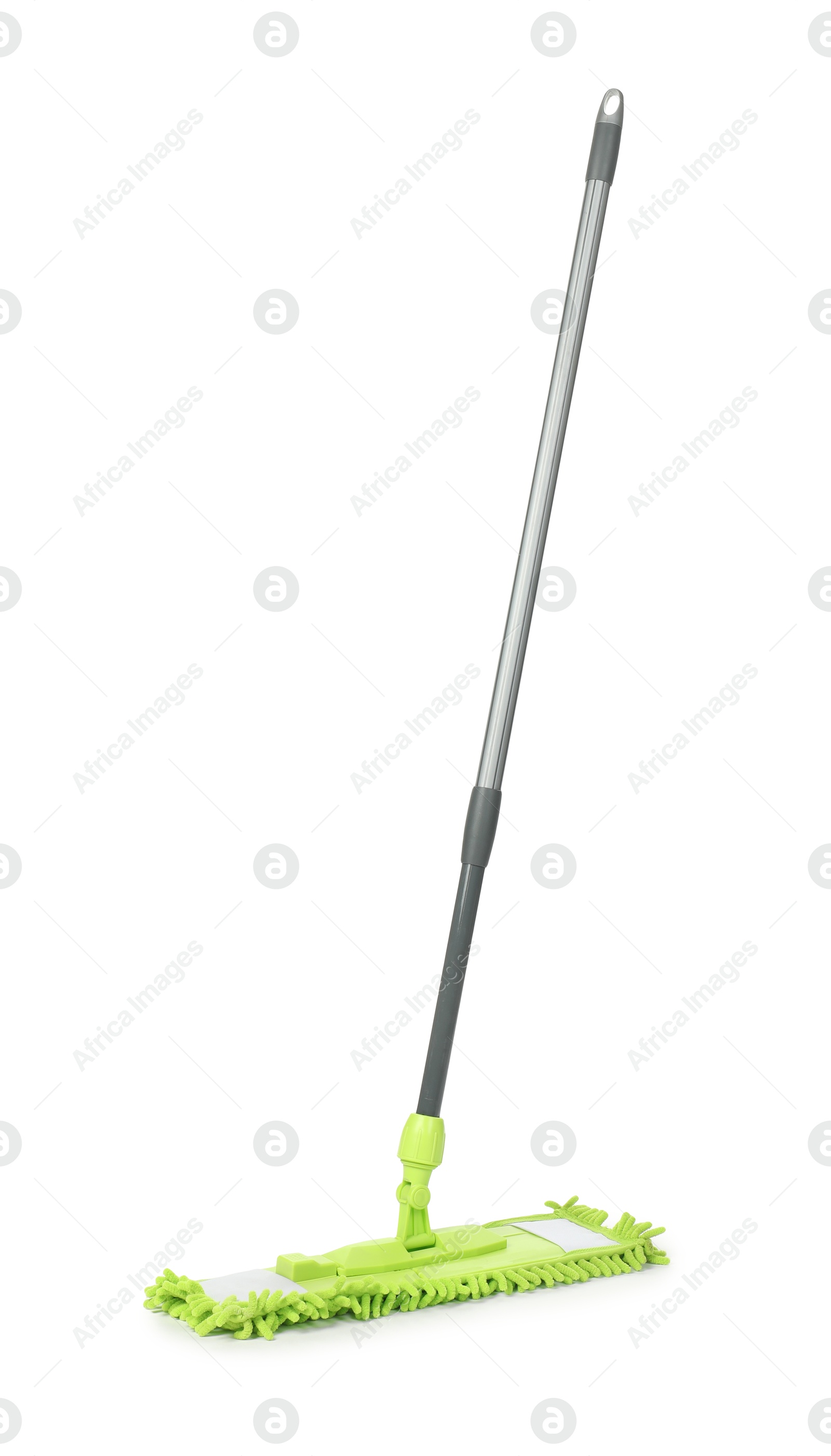 Microfiber mop isolated on white. Cleaning equipment Photo of Microfiber mop isolated on white. Cleaning equipment