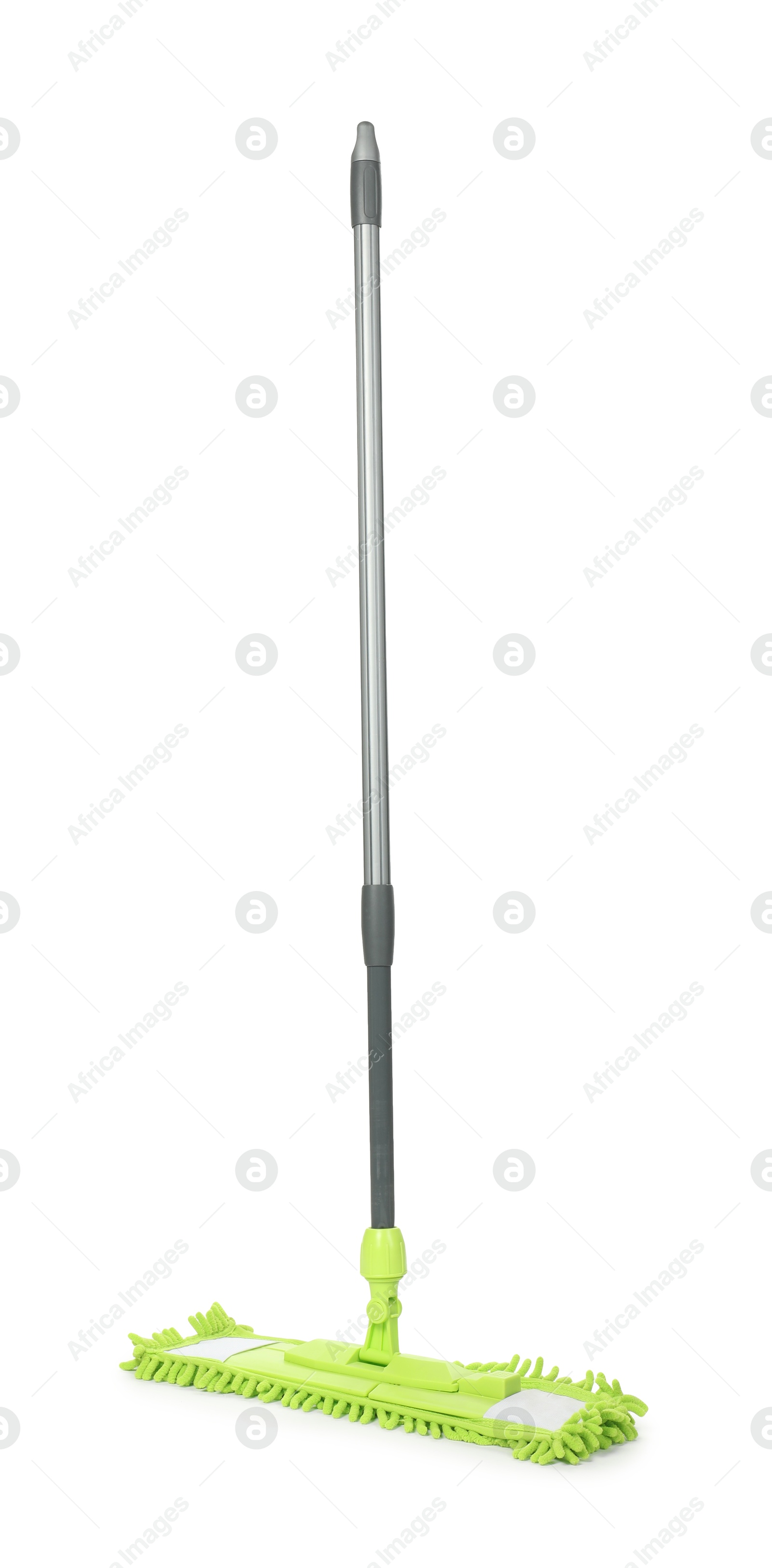 Photo of Microfiber mop isolated on white. Cleaning equipment