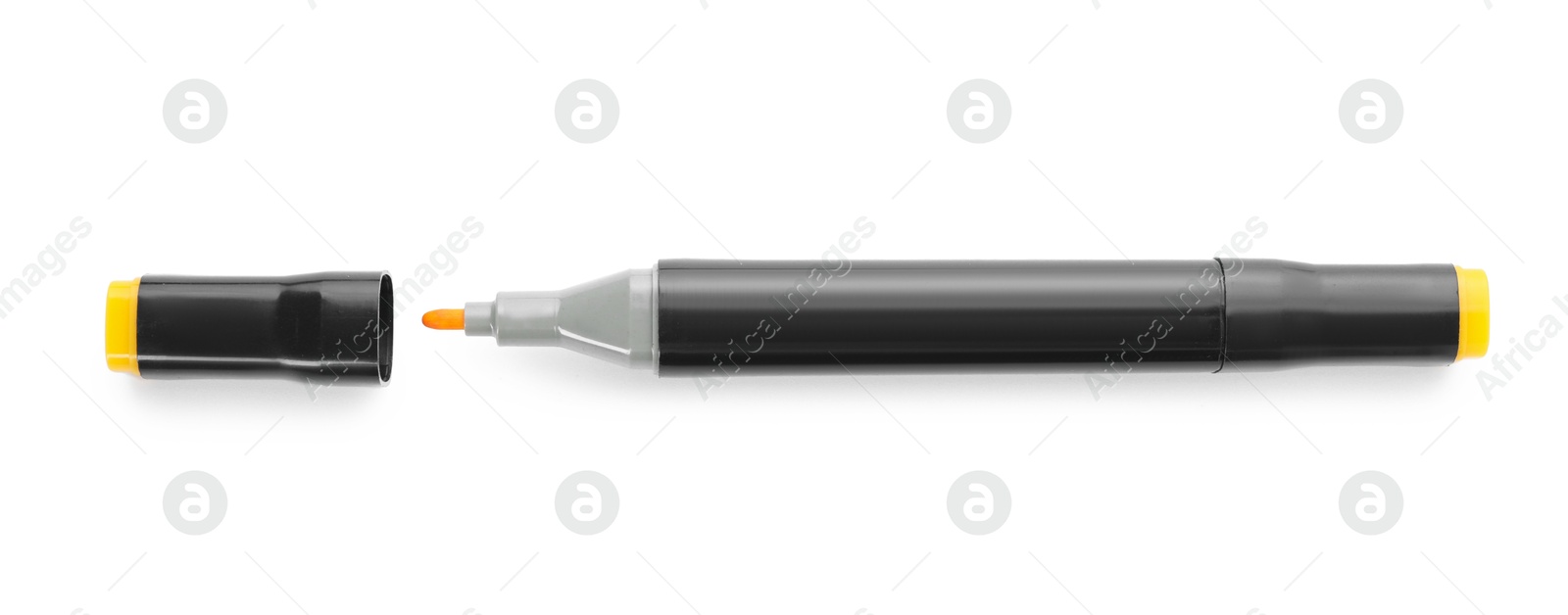 Photo of One double sided marker isolated on white, top view