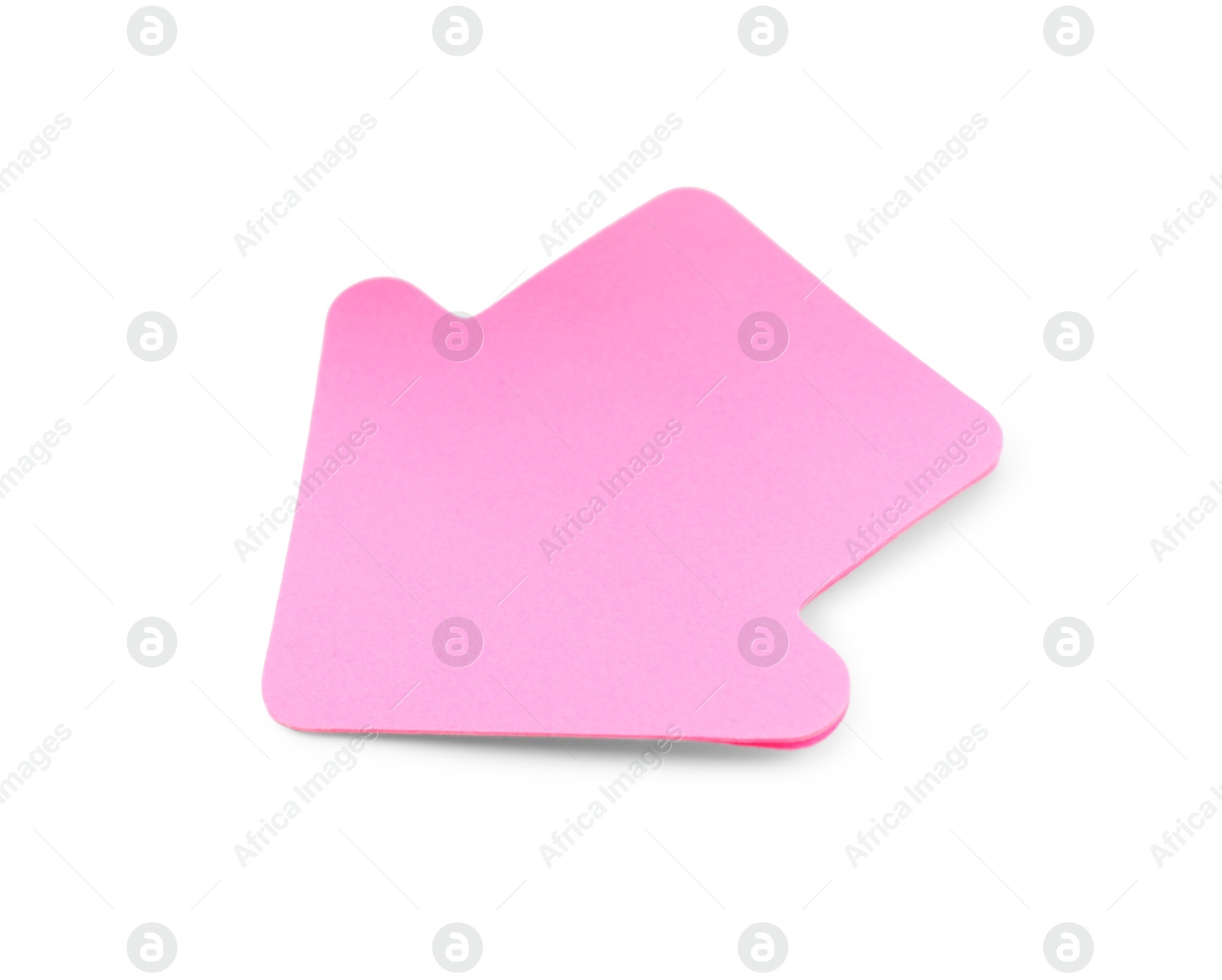 Photo of One pink paper arrow isolated on white