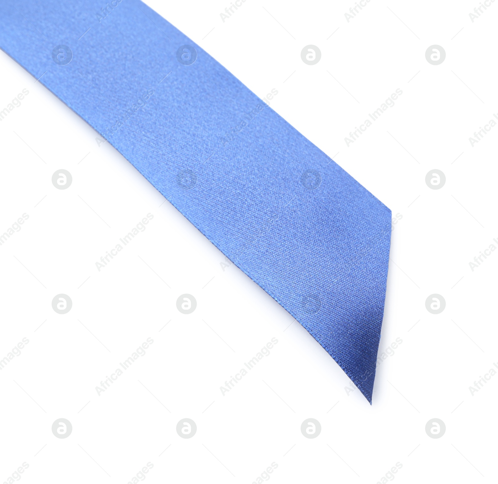 Photo of One blue ribbon bookmark isolated on white, top view