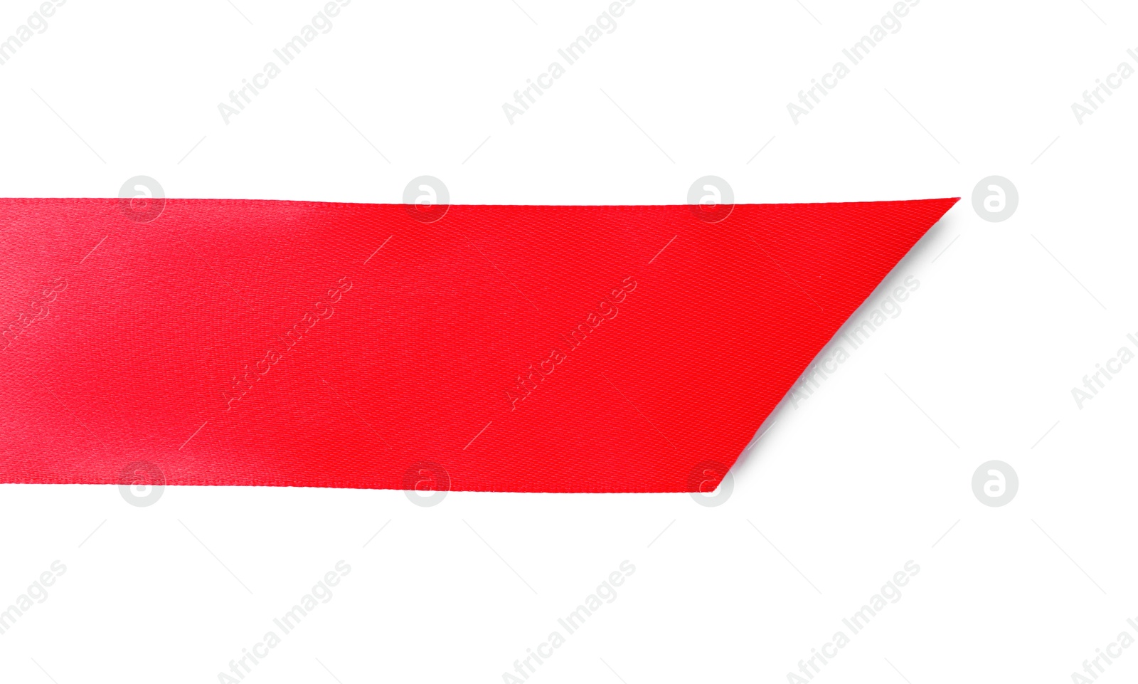 Photo of One red ribbon bookmark isolated on white, top view