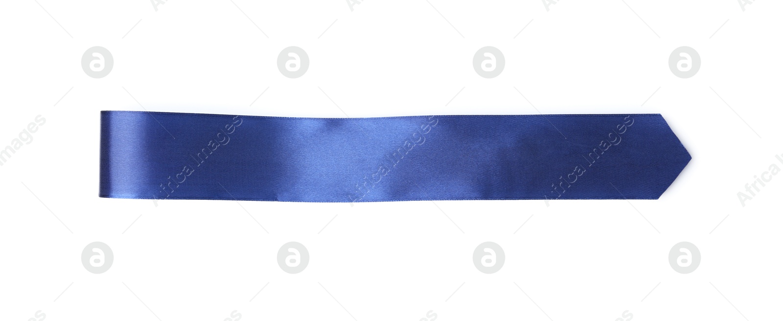 Photo of One blue ribbon bookmark isolated on white, top view