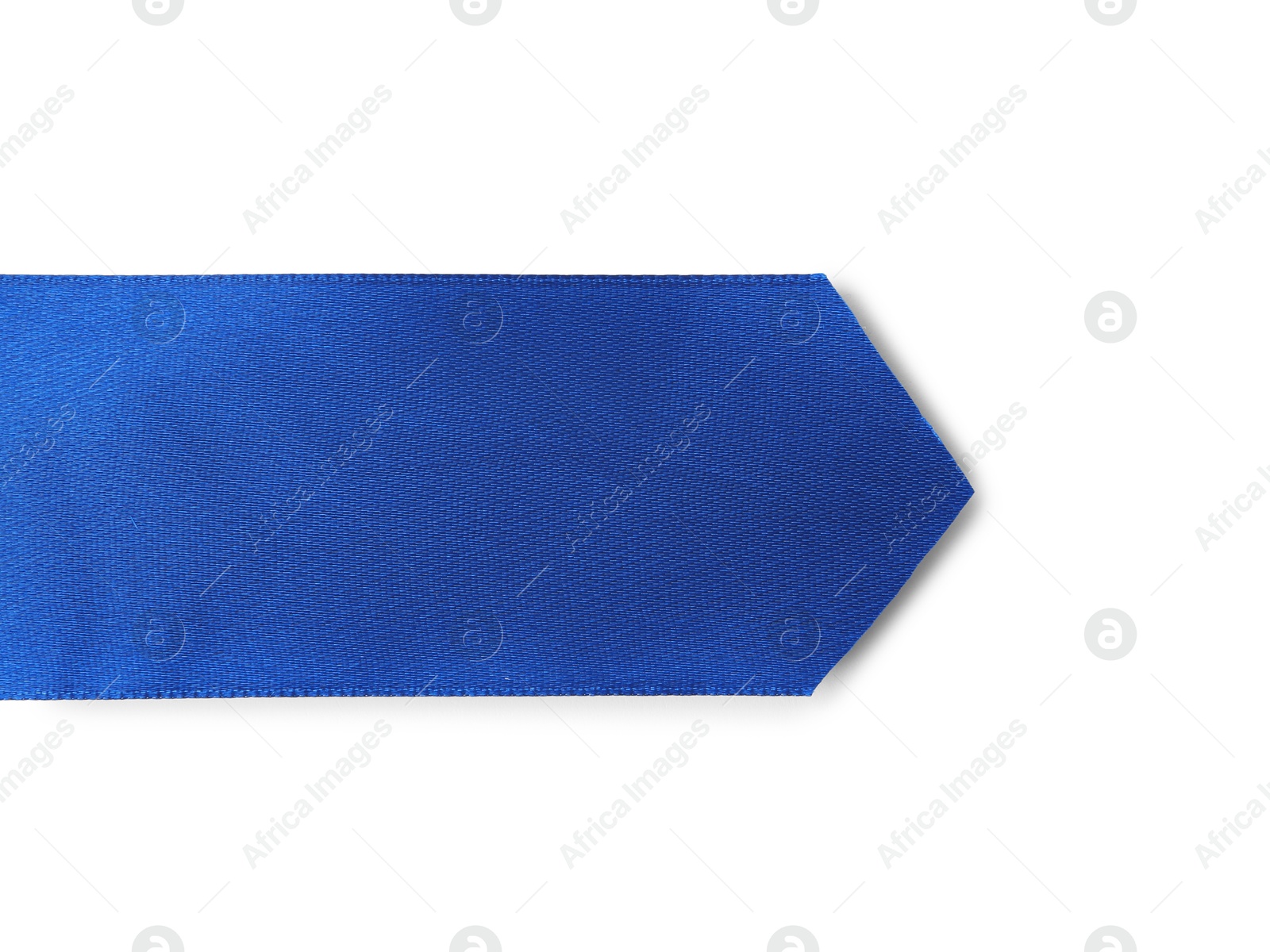 Photo of One blue ribbon bookmark isolated on white, top view