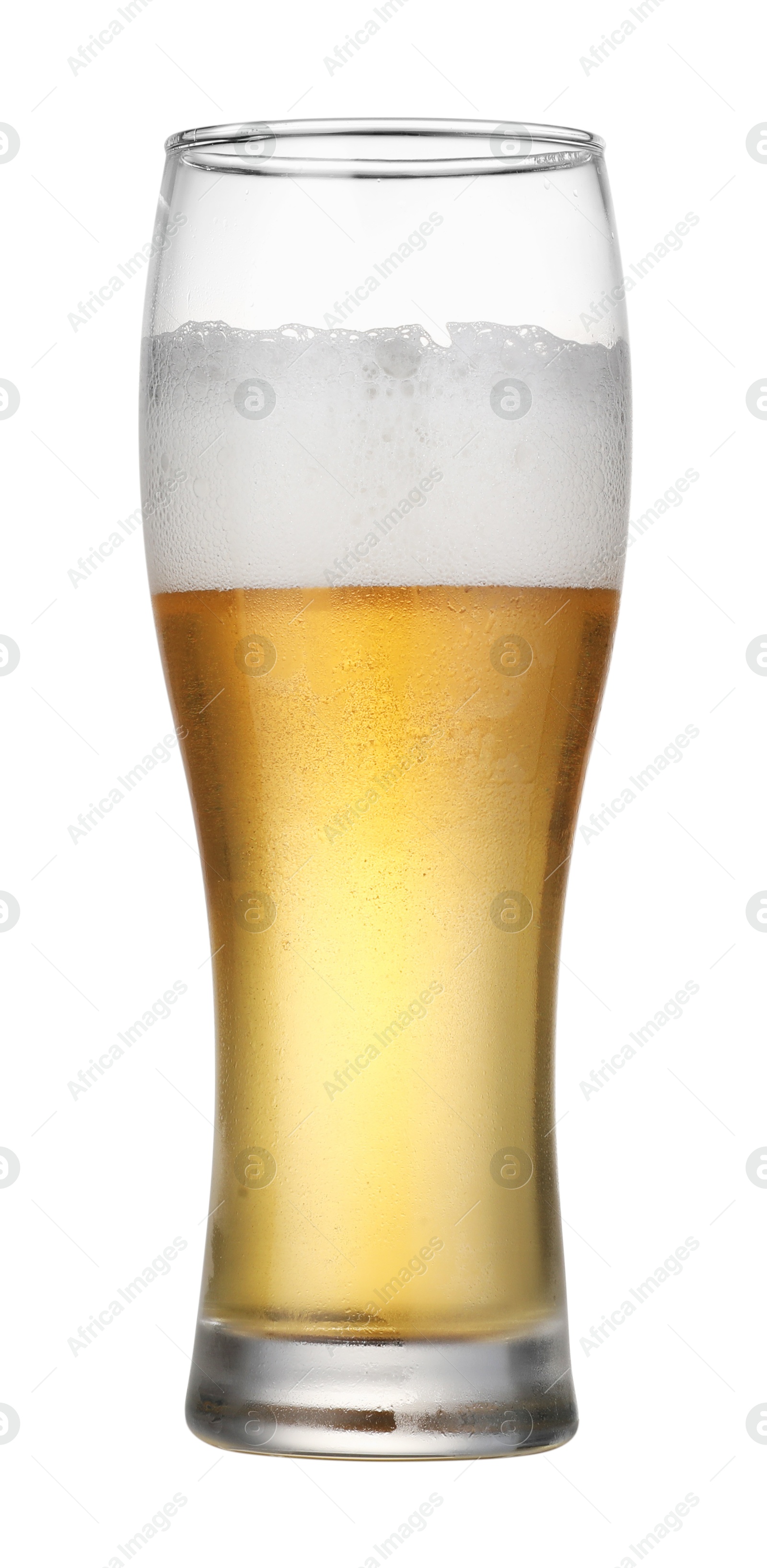 Photo of Glass of fresh beer with foam isolated on white