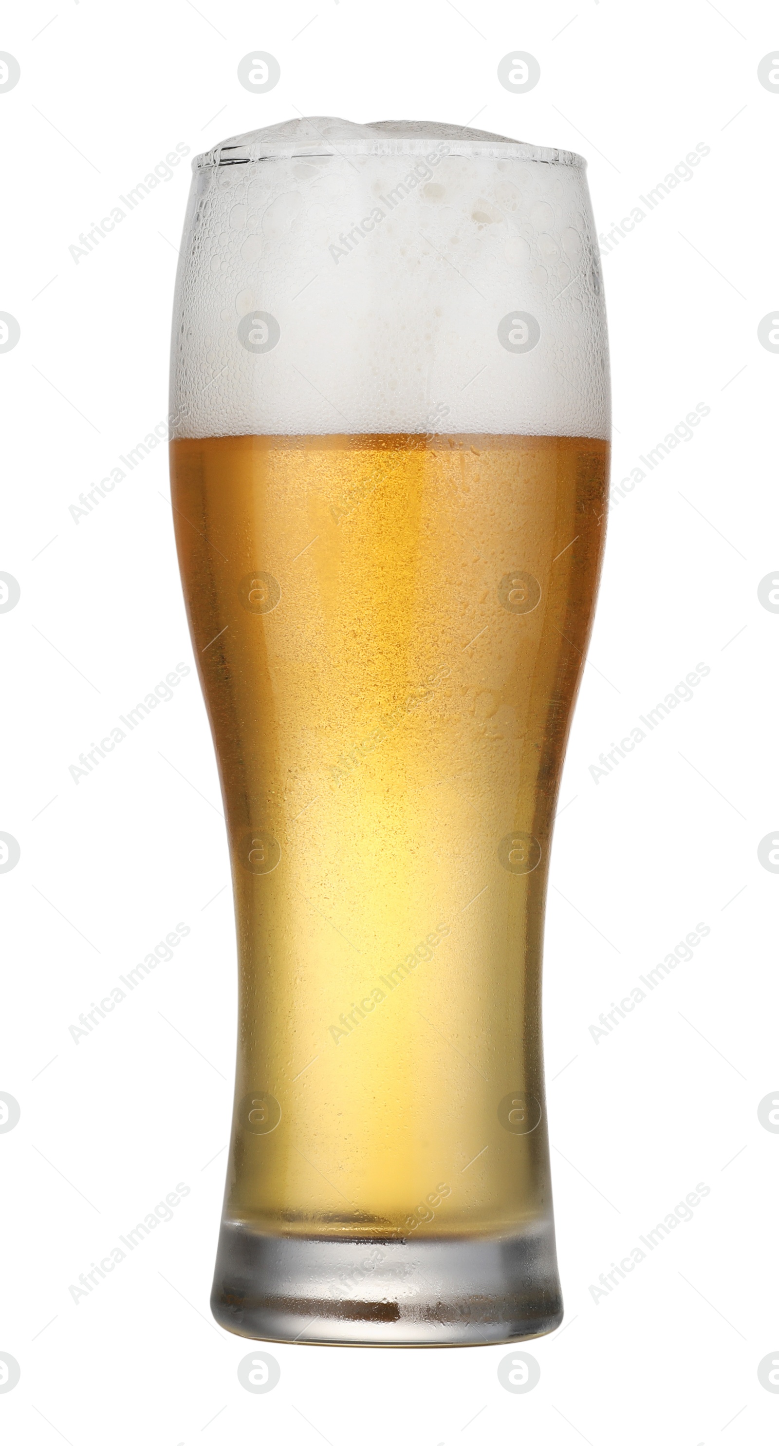 Photo of Glass of fresh beer with foam isolated on white