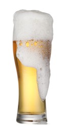 Glass of fresh beer with foam isolated on white