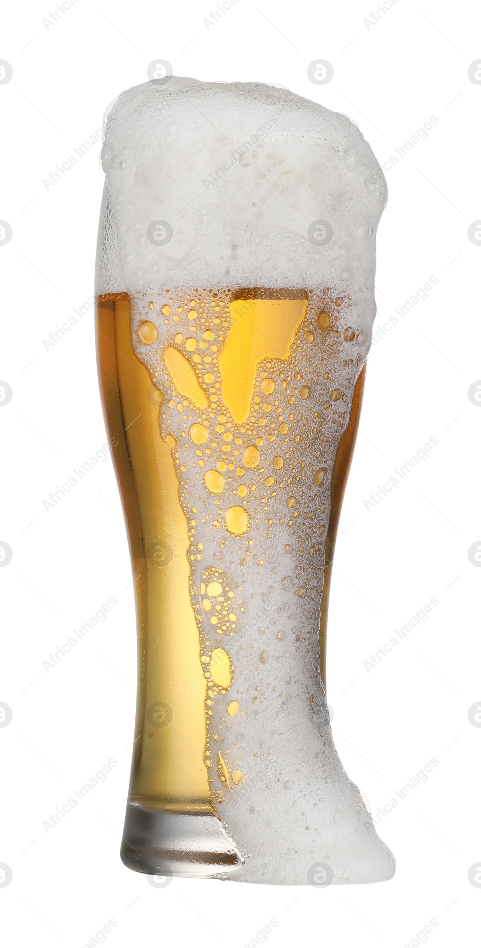 Photo of Glass of fresh beer with foam isolated on white