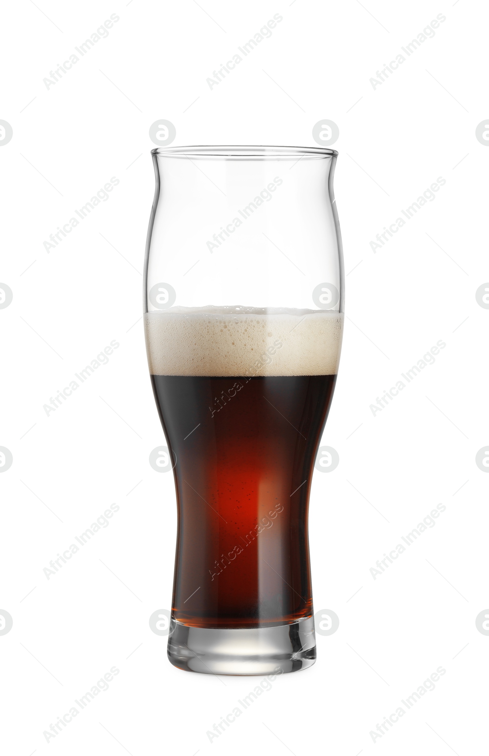 Photo of Half full glass of beer isolated on white