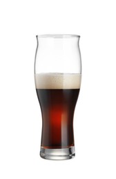 Photo of Half full glass of beer isolated on white