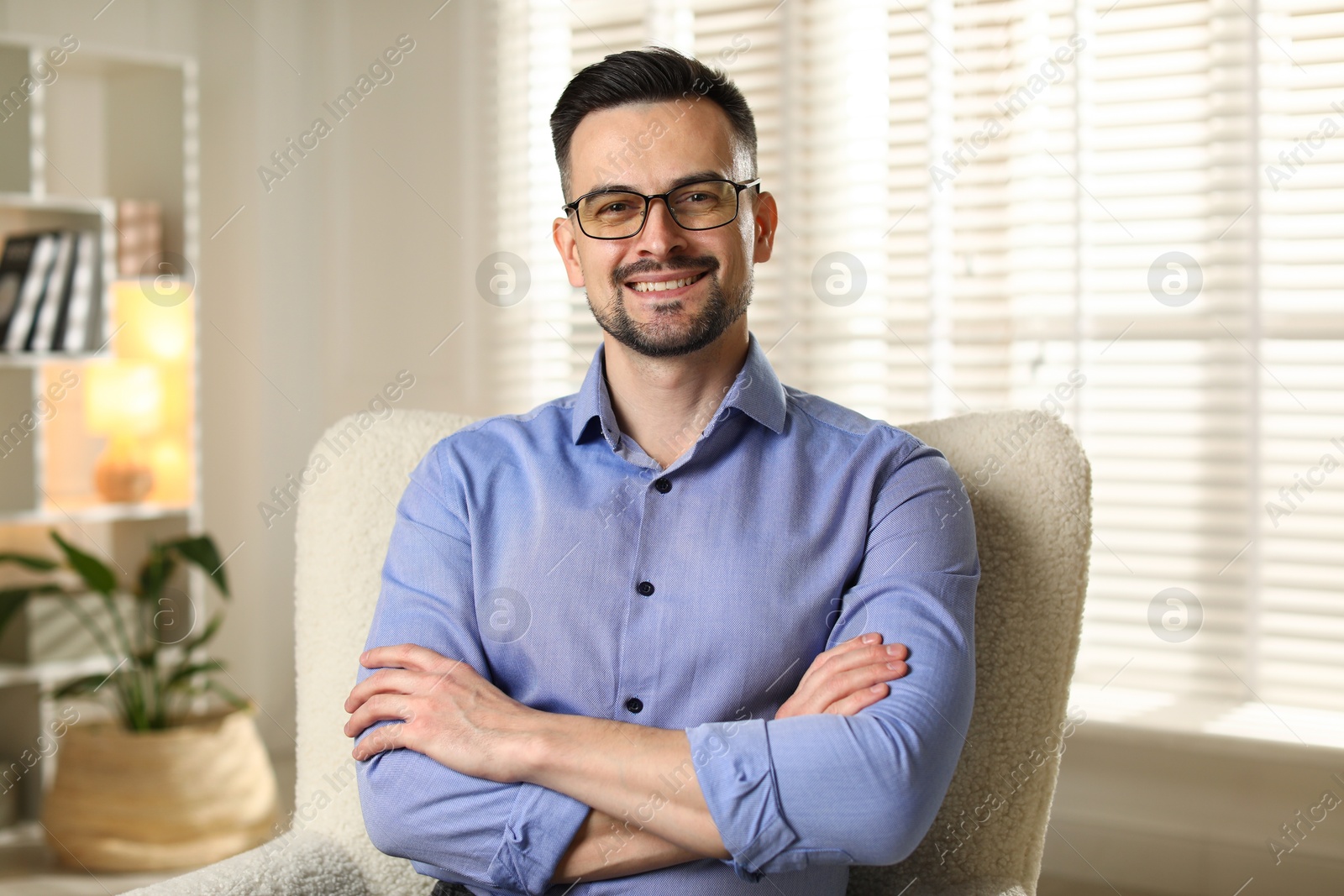 Photo of Portrait of handsome middle aged man indoors