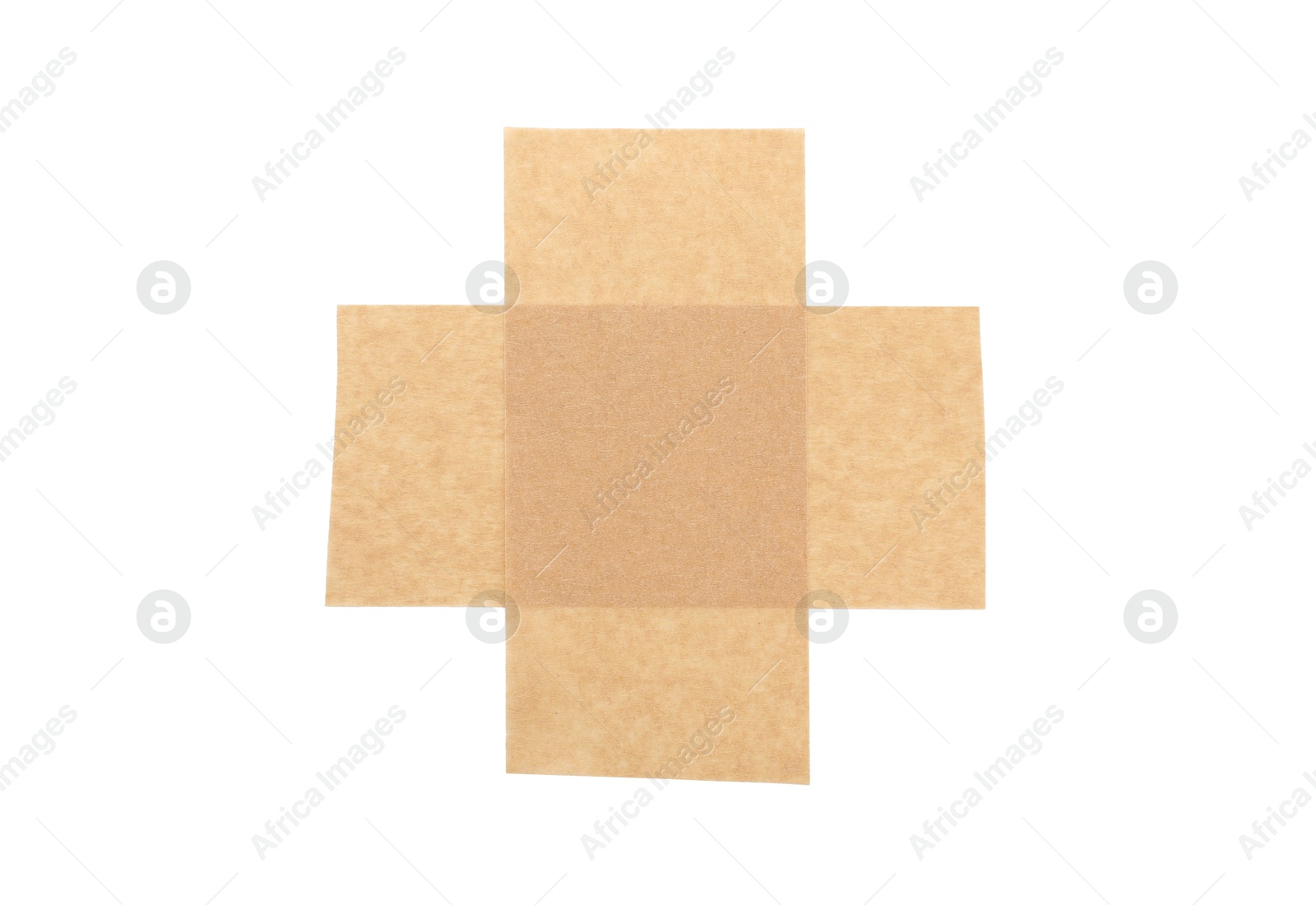 Photo of Cross made with masking tape isolated on white, top view