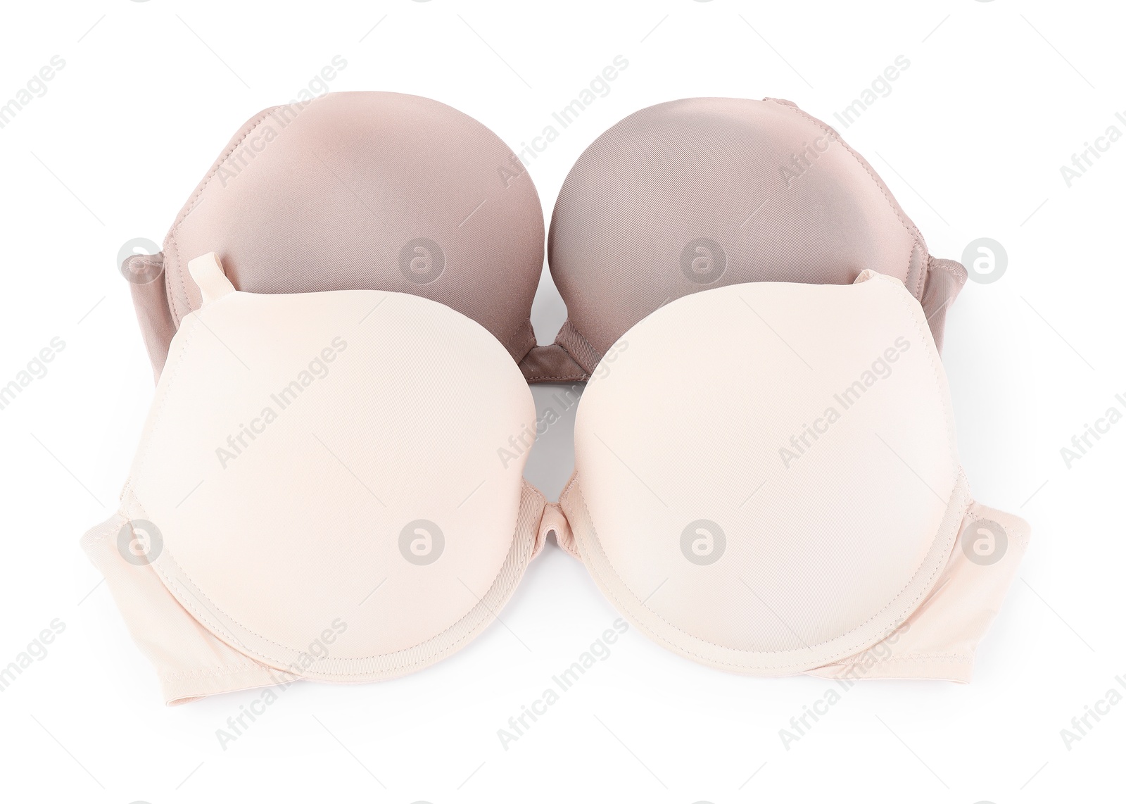 Photo of Two different beautiful bras isolated on white