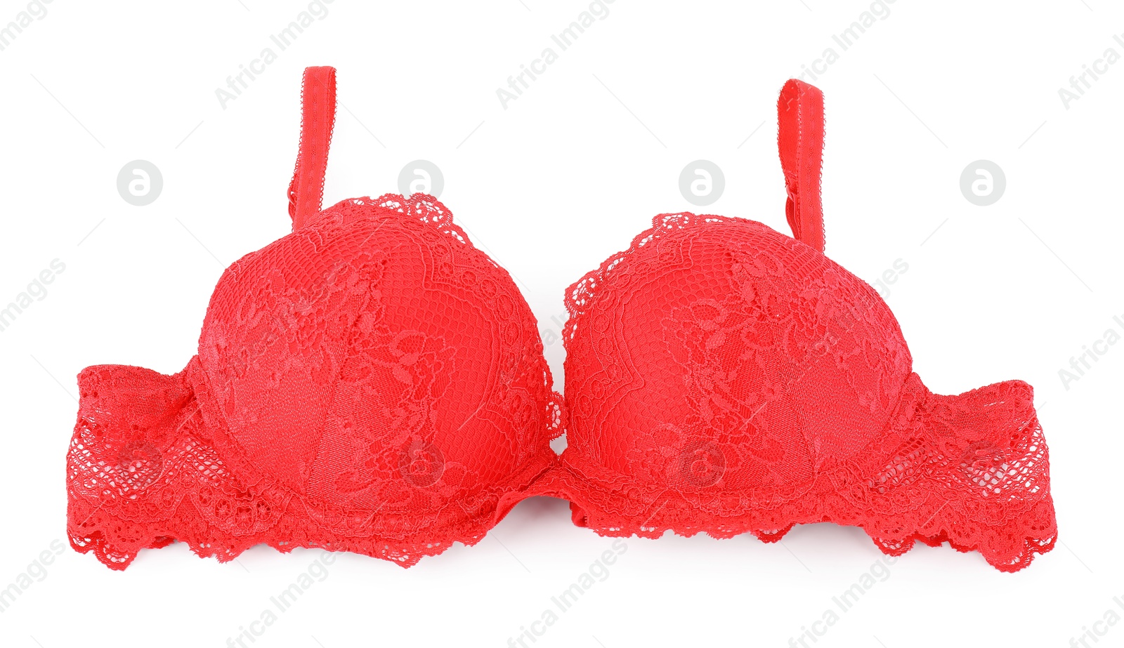 Photo of One beautiful red bra isolated on white